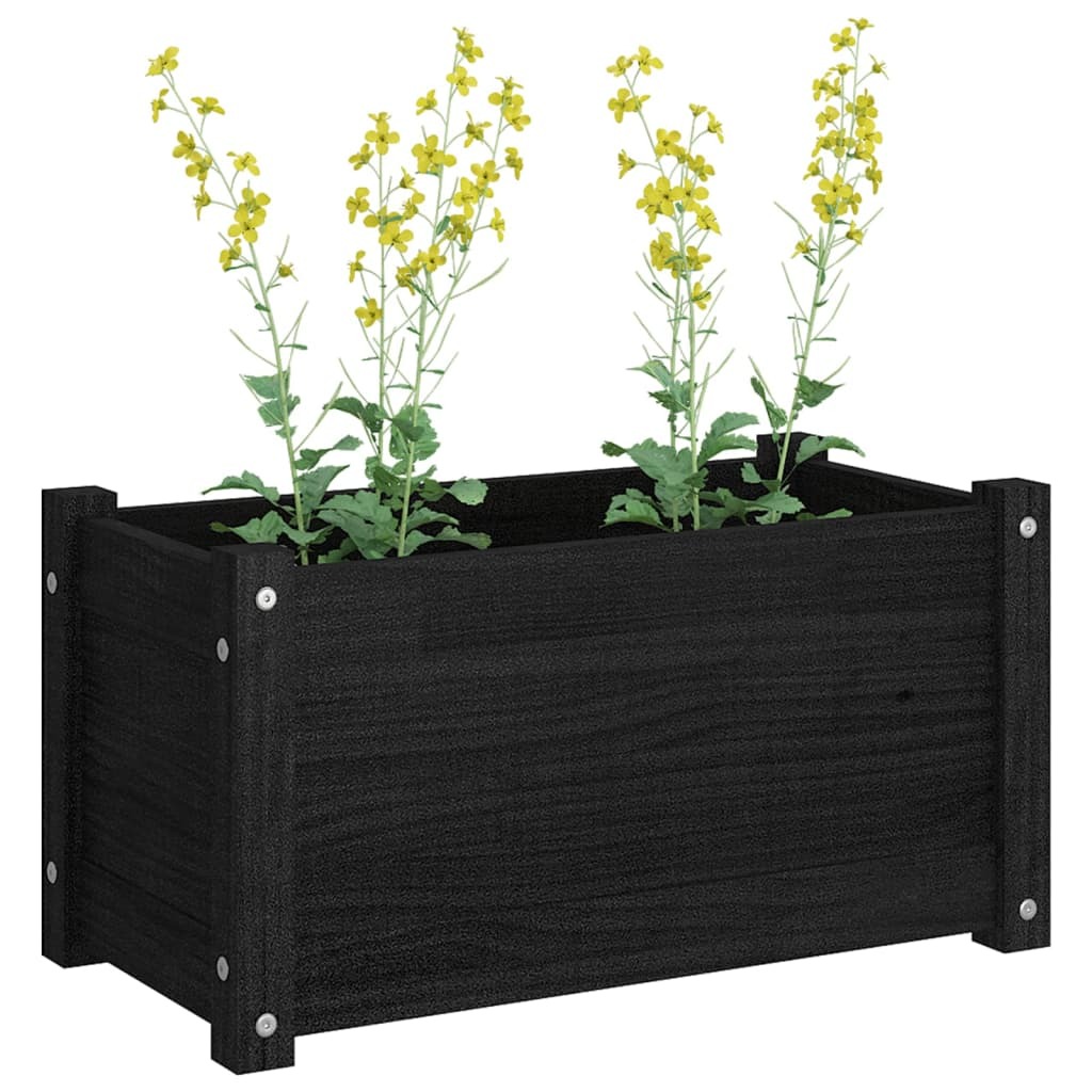 Garden Planter 60x31x31 cm Solid Pinewood – Black, 2