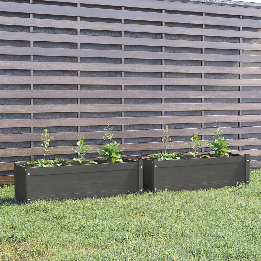 Garden Planter 100x31x31 cm Solid Pinewood – Grey, 2