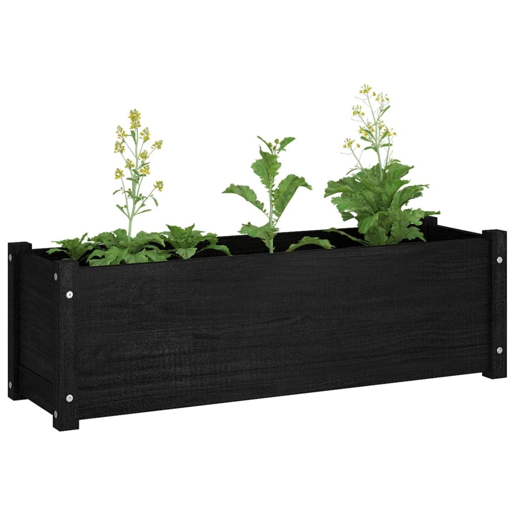 Garden Planter 100x31x31 cm Solid Pinewood – Black, 2