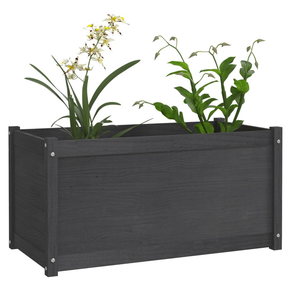 Garden Planter 100x50x50 cm Solid Pinewood – Grey, 1