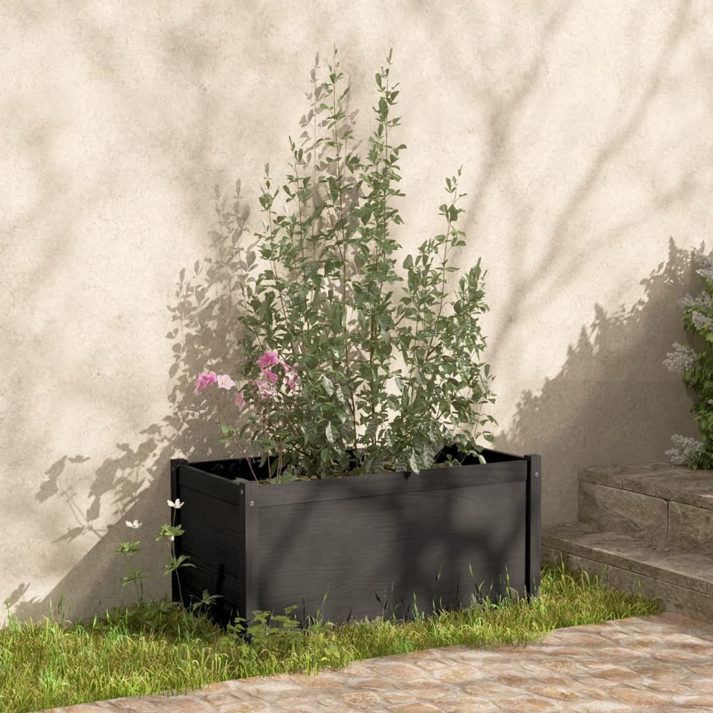 Garden Planter 100x50x50 cm Solid Pinewood – Grey, 1