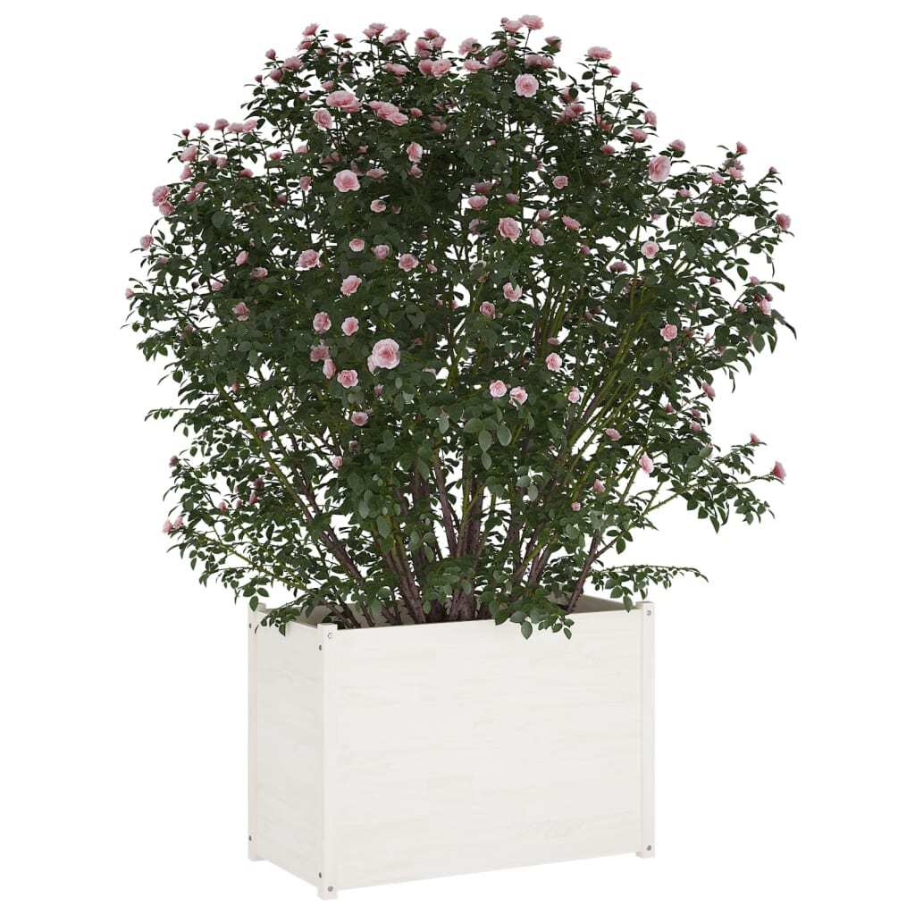 Garden Planter 100x50x70 cm Solid Pinewood – White