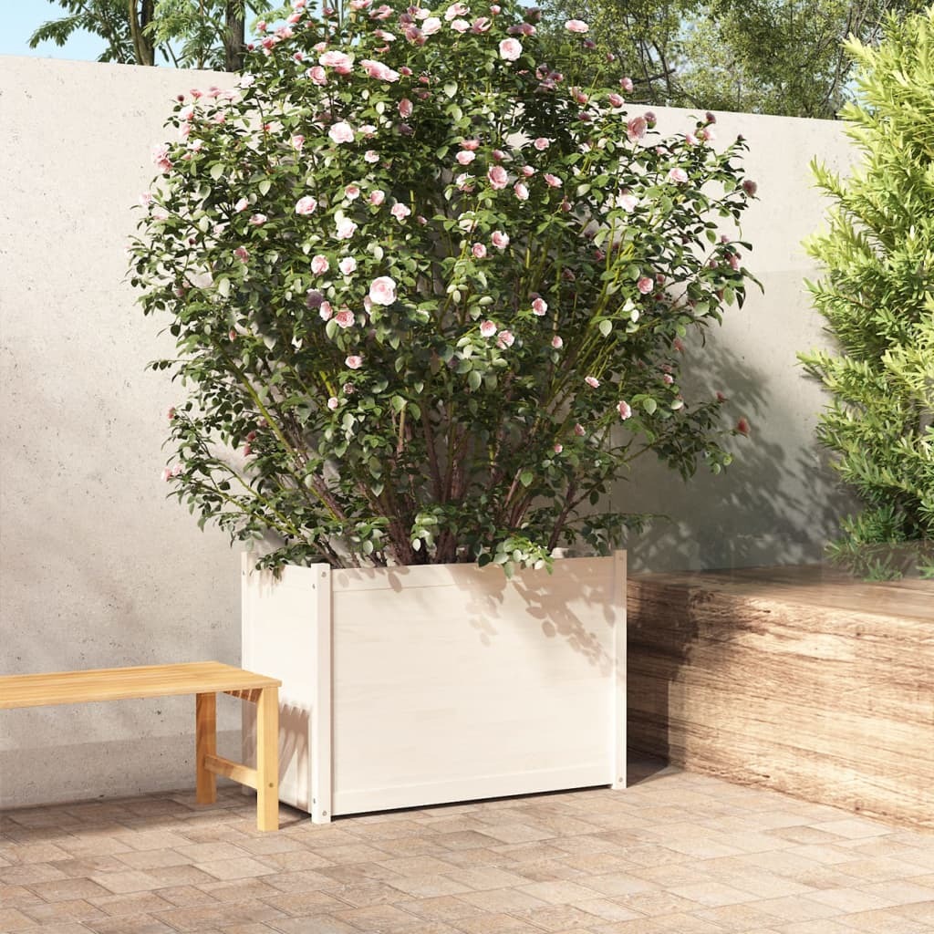Garden Planter 100x50x70 cm Solid Pinewood – White