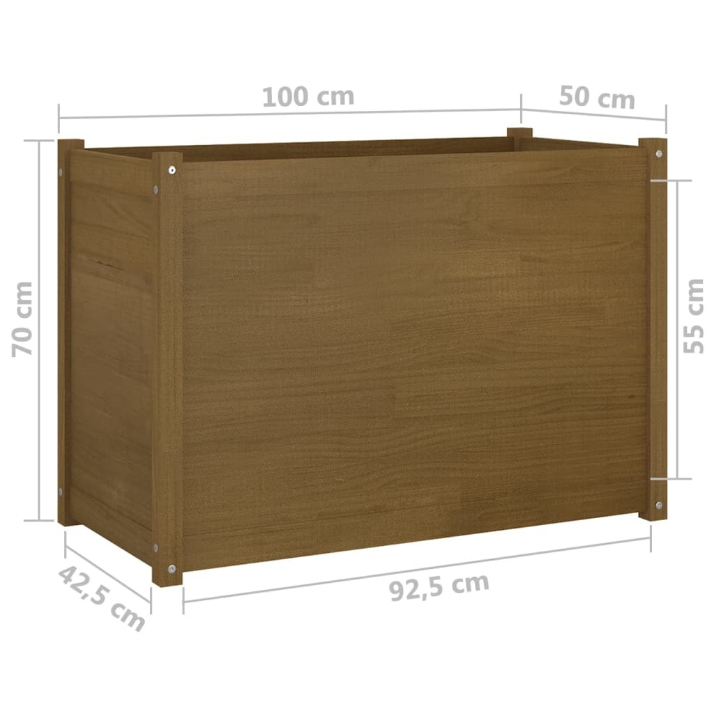 Garden Planter 100x50x70 cm Solid Pinewood – Honey Brown