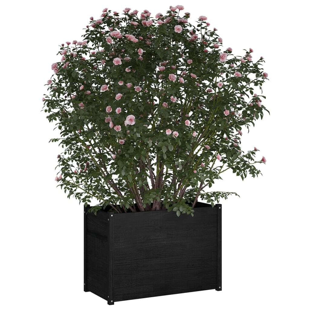 Garden Planter 100x50x70 cm Solid Pinewood – Black