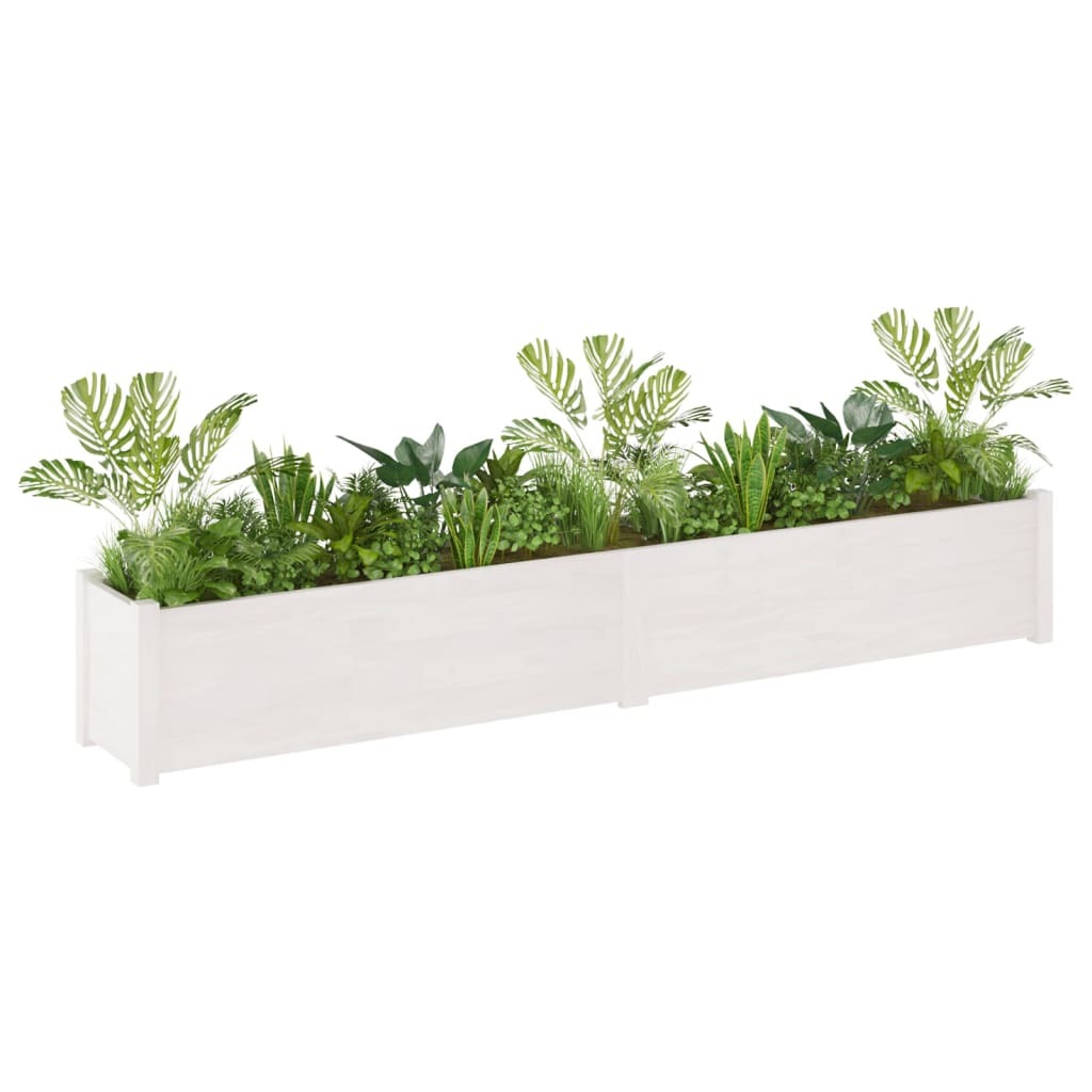 Garden Planter 200x31x31 cm Solid Pinewood – White, 2