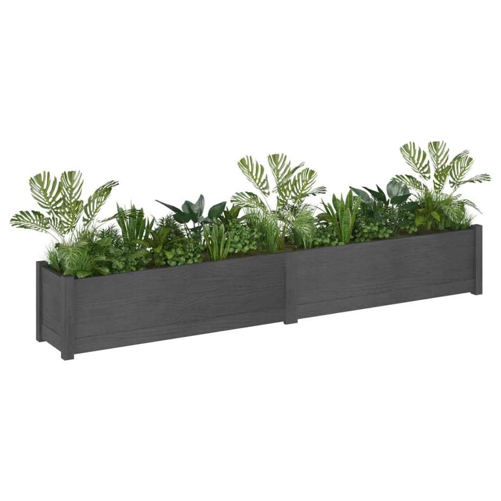 Garden Planter 200x31x31 cm Solid Pinewood – Grey, 2