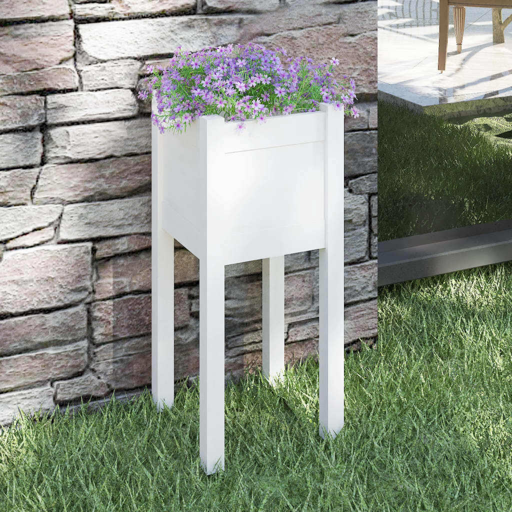 Garden Planter 31x31x70 cm Solid Pinewood – White, 1