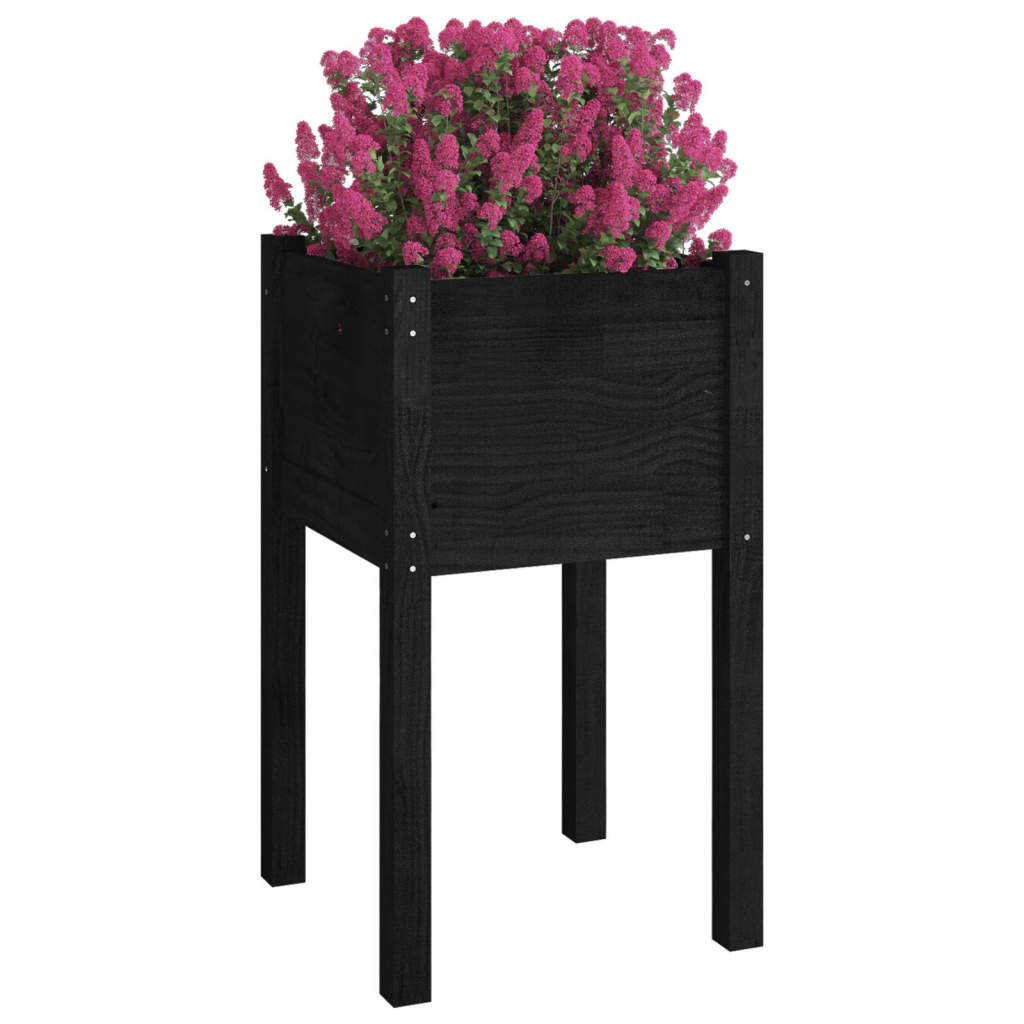 Garden Planter 40x40x70 cm Solid Pinewood – Black, 1
