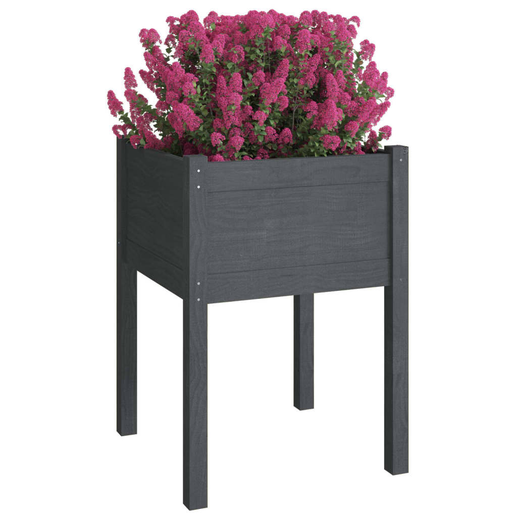 Garden Planter 50x50x70 cm Solid Pinewood – Grey, 2