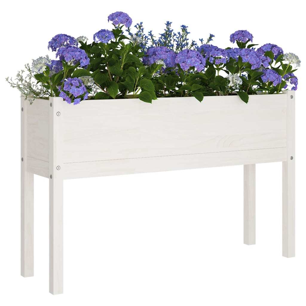 Garden Planter 110x31x70 cm Solid Pinewood – White, 2
