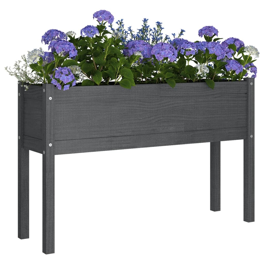 Garden Planter 110x31x70 cm Solid Pinewood – Grey, 1