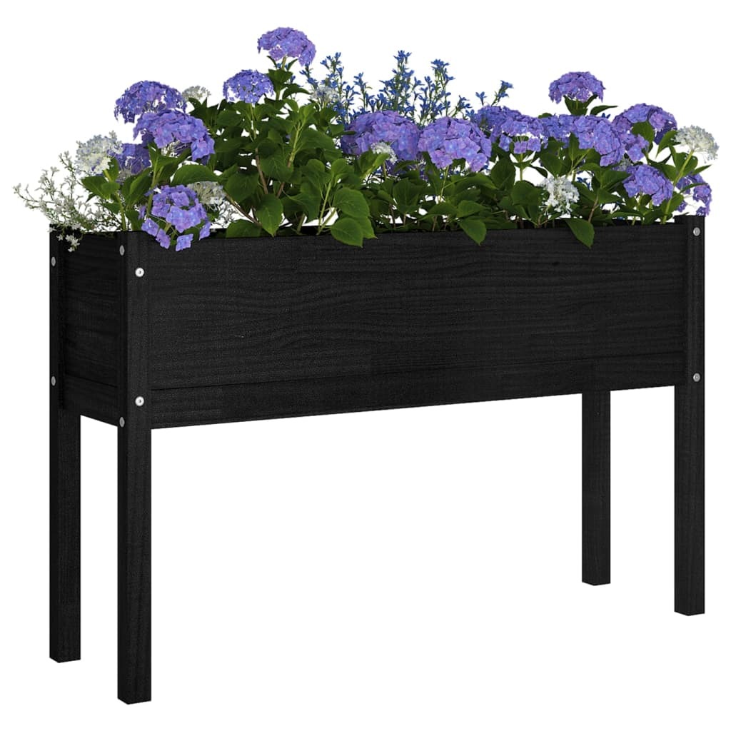 Garden Planter 110x31x70 cm Solid Pinewood – Black, 1