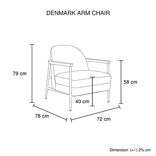 Arm Chair Polyester Fabric Upholstery Wooden Structure Solid Foam Black Metal Legs