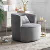 Arm Chair Grey Fabric Upholstery Stripe Design Wooden Structure Rotating Metal Chassis