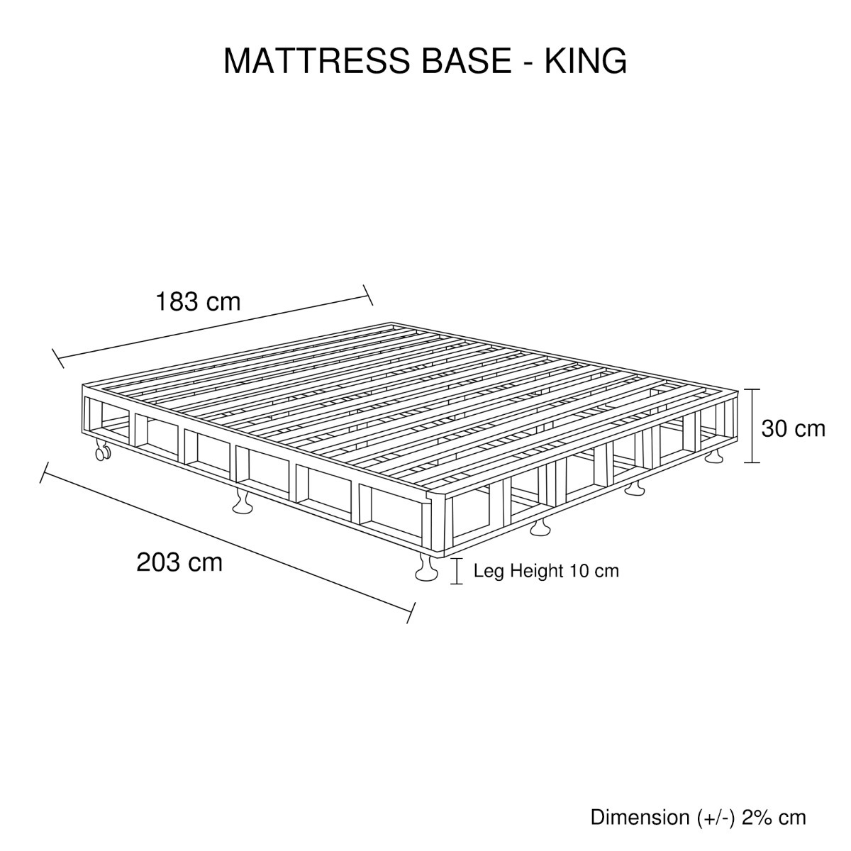 Mattress Base Ensemble Solid Wooden Slat with Removable Cover – KING, Beige