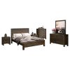 5 Pieces Bedroom Suite in Solid Wood Veneered Acacia Construction Timber Slat Double Size Chocolate Colour Bed, Bedside Table, Tallboy & Dresser