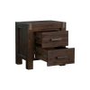 5 Pieces Bedroom Suite in Solid Wood Veneered Acacia Construction Timber Slat Double Size Chocolate Colour Bed, Bedside Table, Tallboy & Dresser