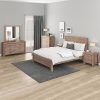 5 Pieces Bedroom Suite in Solid Wood Veneered Acacia Construction Timber Slat Double Size Oak Colour Bed, Bedside Table, Tallboy & Dresser