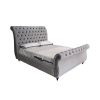 Rosslyn Bedframe Velvet Upholstery Grey Colour Tufted Headboard And Footboard Deep Quilting – KING