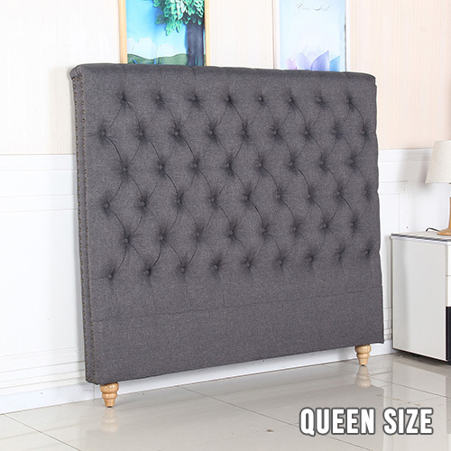Bed Head French Provincial Headboard Upholsterd Fabric – QUEEN, Charcoal