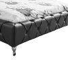 Dublin Queen Size Bed Frame in Faux Leather Crystal Tufted High Bedhead Bentwood Slat – Black
