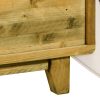 Alpena Wooden Bed Frame in Solid Wood Antique Design Light Brown – KING