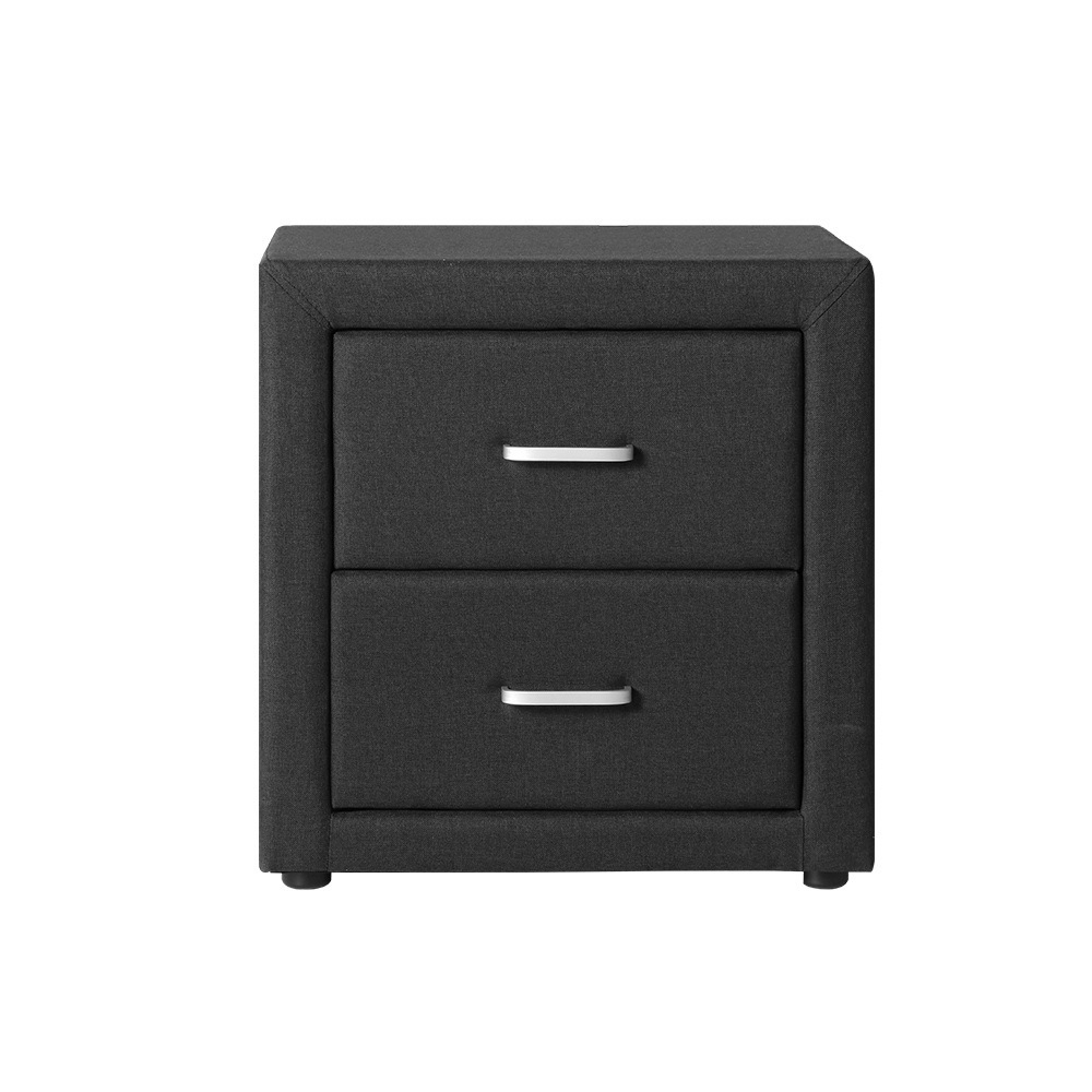 Hythe PVC Leather Bedside Table – Charcoal