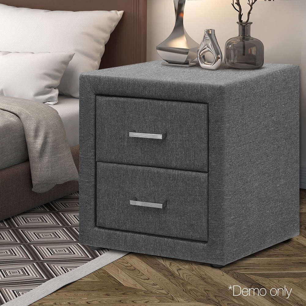 Hythe PVC Leather Bedside Table – Grey