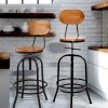 2x Levede Industrial Bar Stools Kitchen Stool Wooden Barstools Swivel Vintage