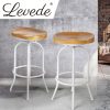 Industrial Bar Stools Kitchen Stool Wooden Barstools Swivel Chair – White