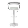 2X Bar Stools Faux Leather High Back Adjustable Crome Base Gas Lift Swivel Chairs – White
