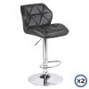 2X Bar Stools Faux Leather Mid High Back Adjustable Crome Base Gas Lift Swivel Chairs – Black