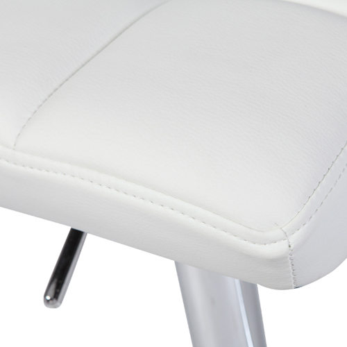 2X Bar Stools Faux Leather Mid High Back Adjustable Crome Base Gas Lift Swivel Chairs – White