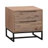 Bedside Table 2 drawers Side Table Solid Acacia Wood Veneered in Tea Colour