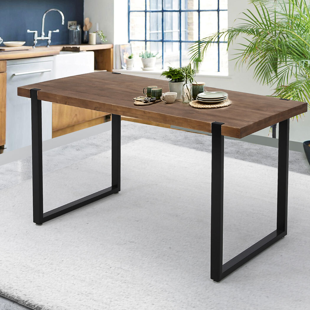 Dining Table Industrial Wooden Metal Kitchen Tables Cafe Restaurant 140cm