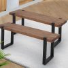2x Dining Chairs Bench Chair Seat Wooden Kitchen Outdoor Garden Patio Chair