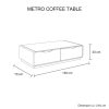 Coffee Table High Gloss Finish MDF Black & White Colour with 2 Drawers Storage