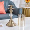 Glass Candle Holder Candle Stand Glass Metal with Candle – 37 cm