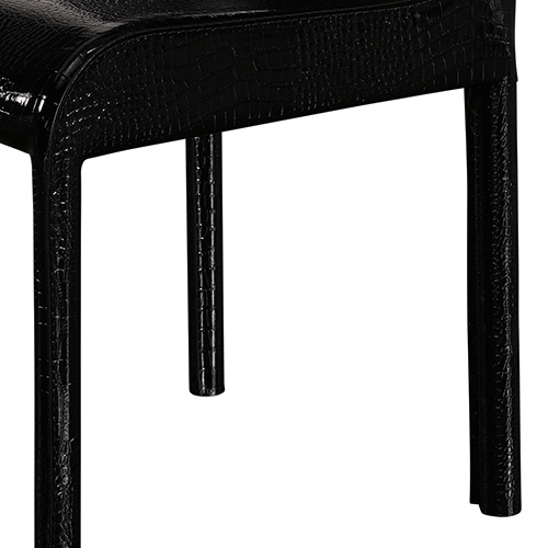 2x Steel Frame Leatherette Medium High Backrest Dining Chairs with Wooden legs – Black