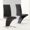 2x Z Shape Leatherette Dining Chairs with Stainless Base – Black