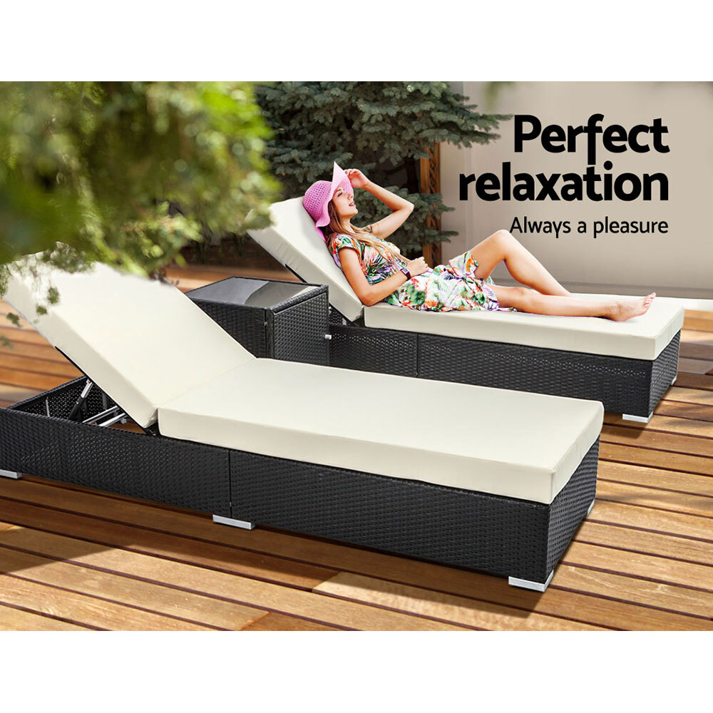Sun Lounge Outdoor Furniture Day Bed Wicker Rattan Garden Sofa – 3