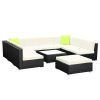Sofa Set with Storage Cover Outdoor Furniture Wicker – 6 x Single Sofa + 2 x Corner Sofa + 1 x Table + 1 x Ottoman + 1 x storage cover
