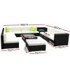 Sofa Set with Storage Cover Outdoor Furniture Wicker – 8 x Single Sofa + 2 x Corner Sofa + 1 x Corner Table + 1 x Table + 1 x Ottoman + 1 x storage cover