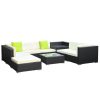 Sofa Set with Storage Cover Outdoor Furniture Wicker – 4 x Single Sofa + 2 x Corner Sofa + 1 x Corner Table + 1 x Table + 1 x Ottoman + 1 x storage cover