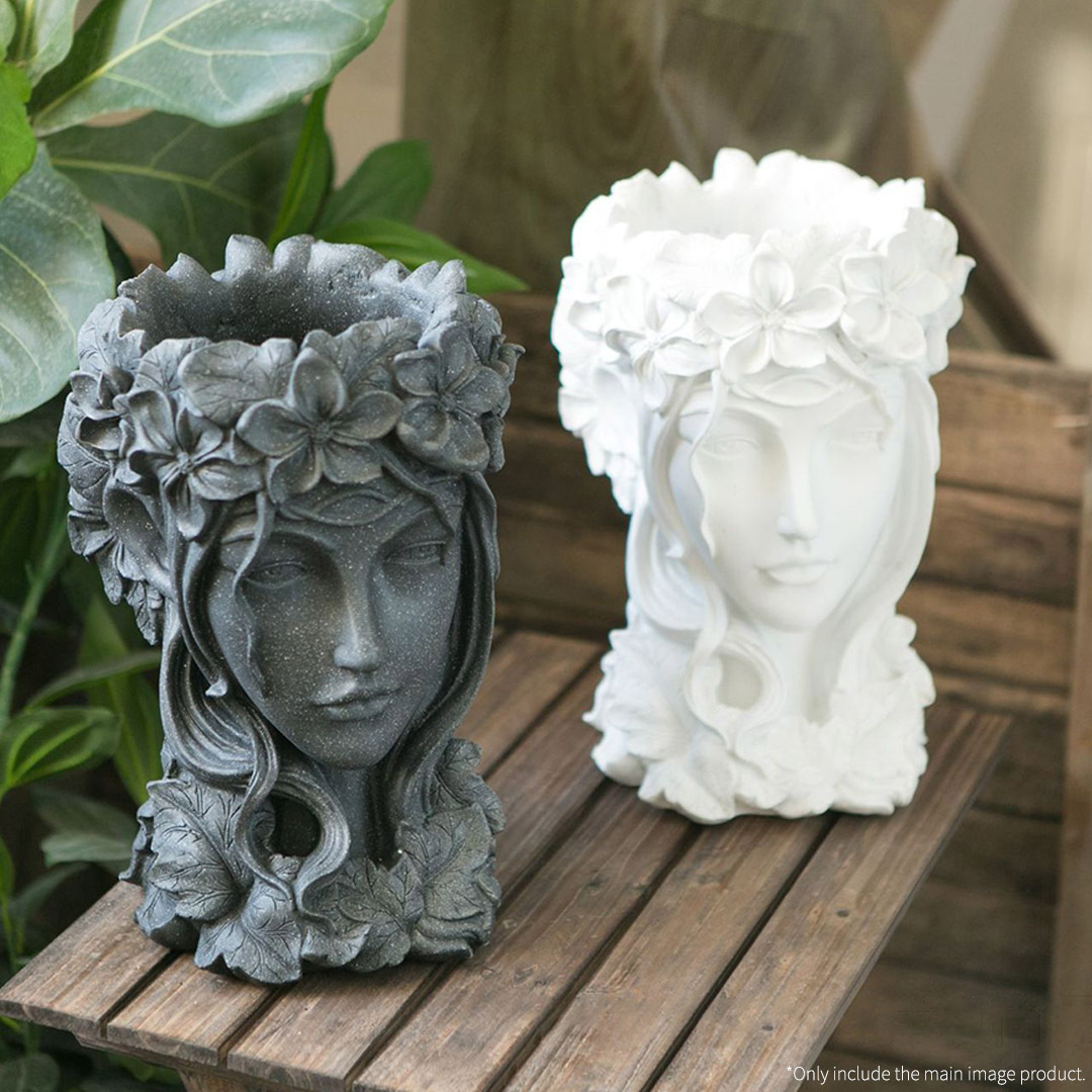 Resin Creative Goddess Head Statue Planter Bonsai Flower Succulent Pot Decor