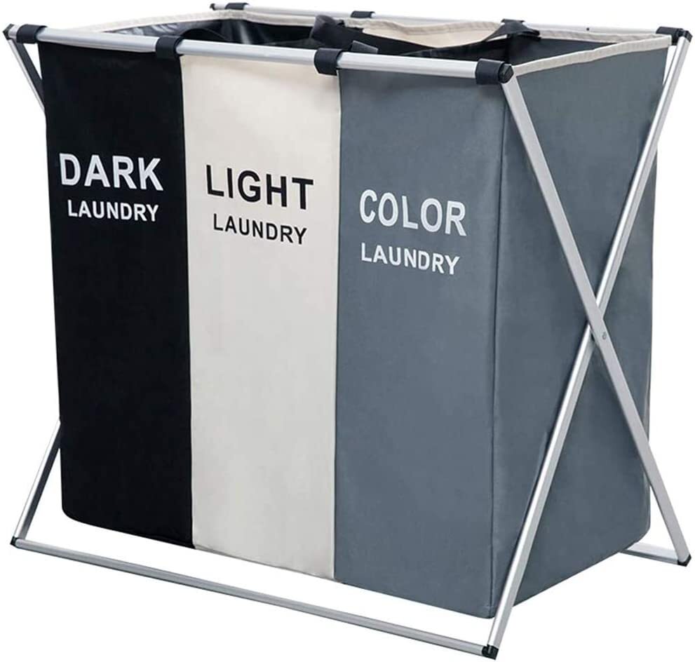 3 in 1 Large 135L Laundry Clothes Hamper Basket with Waterproof bags and Aluminum Frame