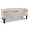 Storage Ottoman Blanket Box Linen Fabric Chest Foot Stool Toy Bench