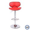 2X Bar Stools Faux Leather Mid High Back Adjustable Crome Base Gas Lift Swivel Chairs