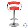 2X Bar Stools Faux Leather High Back Adjustable Crome Base Gas Lift Swivel Chairs